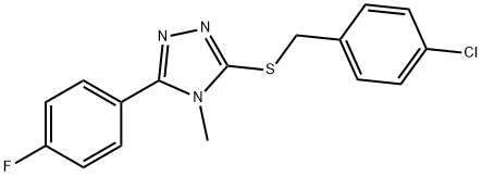 3-[(4-chlorophenyl)methylsulfanyl]-5-(4-fluorophenyl)-4-methyl-1,2,4-triazole Struktur