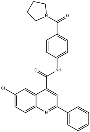 6-chloro-2-phenyl-N-[4-(pyrrolidine-1-carbonyl)phenyl]quinoline-4-carboxamide Struktur