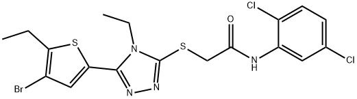 2-[[5-(4-bromo-5-ethylthiophen-2-yl)-4-ethyl-1,2,4-triazol-3-yl]sulfanyl]-N-(2,5-dichlorophenyl)acetamide Struktur