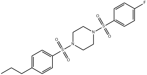 1-(4-fluorophenyl)sulfonyl-4-(4-propylphenyl)sulfonylpiperazine Struktur