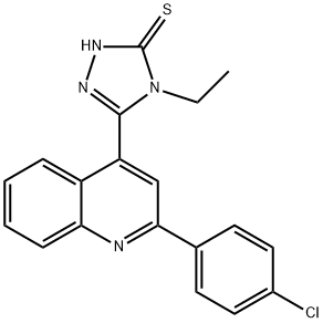 3-[2-(4-chlorophenyl)quinolin-4-yl]-4-ethyl-1H-1,2,4-triazole-5-thione Struktur