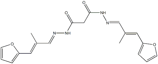 N,N'-bis[(E)-[(E)-3-(furan-2-yl)-2-methylprop-2-enylidene]amino]propanediamide Struktur