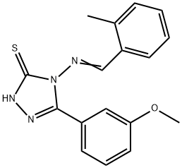 3-(3-methoxyphenyl)-4-[(E)-(2-methylphenyl)methylideneamino]-1H-1,2,4-triazole-5-thione Struktur