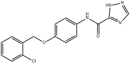 N-[4-[(2-chlorophenyl)methoxy]phenyl]-1H-1,2,4-triazole-5-carboxamide Struktur