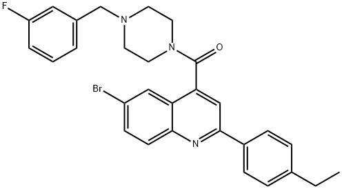 [6-bromo-2-(4-ethylphenyl)quinolin-4-yl]-[4-[(3-fluorophenyl)methyl]piperazin-1-yl]methanone Struktur