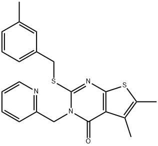 5,6-dimethyl-2-[(3-methylphenyl)methylsulfanyl]-3-(pyridin-2-ylmethyl)thieno[2,3-d]pyrimidin-4-one Struktur