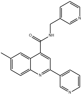 6-methyl-2-pyridin-3-yl-N-(pyridin-3-ylmethyl)quinoline-4-carboxamide Struktur