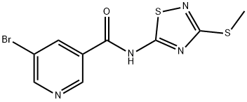 5-bromo-N-(3-methylsulfanyl-1,2,4-thiadiazol-5-yl)pyridine-3-carboxamide Struktur