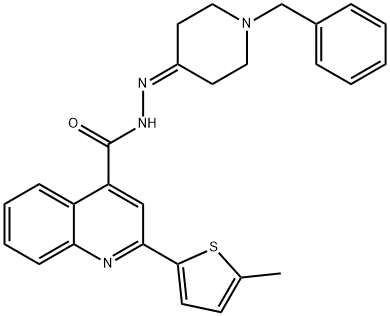 N-[(1-benzylpiperidin-4-ylidene)amino]-2-(5-methylthiophen-2-yl)quinoline-4-carboxamide Struktur