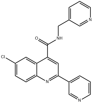 6-chloro-2-pyridin-3-yl-N-(pyridin-3-ylmethyl)quinoline-4-carboxamide Structure