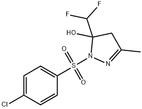 2-(4-chlorophenyl)sulfonyl-3-(difluoromethyl)-5-methyl-4H-pyrazol-3-ol Struktur