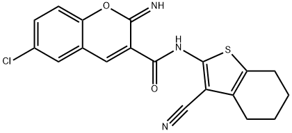 6-chloro-N-(3-cyano-4,5,6,7-tetrahydro-1-benzothiophen-2-yl)-2-iminochromene-3-carboxamide Struktur