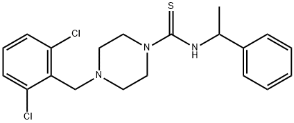 4-[(2,6-dichlorophenyl)methyl]-N-(1-phenylethyl)piperazine-1-carbothioamide Struktur