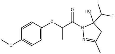 1-[5-(difluoromethyl)-5-hydroxy-3-methyl-4H-pyrazol-1-yl]-2-(4-methoxyphenoxy)propan-1-one Struktur