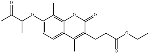 ethyl 3-[4,8-dimethyl-2-oxo-7-(3-oxobutan-2-yloxy)chromen-3-yl]propanoate Struktur