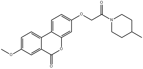 8-methoxy-3-[2-(4-methylpiperidin-1-yl)-2-oxoethoxy]benzo[c]chromen-6-one Struktur