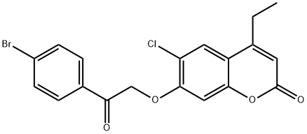 7-[2-(4-bromophenyl)-2-oxoethoxy]-6-chloro-4-ethylchromen-2-one Struktur