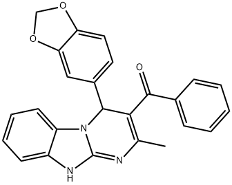 [4-(1,3-benzodioxol-5-yl)-2-methyl-1,4-dihydropyrimido[1,2-a]benzimidazol-3-yl]-phenylmethanone Struktur