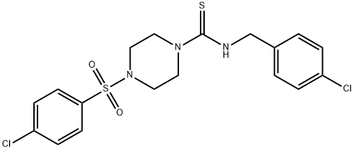 N-[(4-chlorophenyl)methyl]-4-(4-chlorophenyl)sulfonylpiperazine-1-carbothioamide Struktur