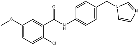 2-chloro-N-[4-(imidazol-1-ylmethyl)phenyl]-5-methylsulfanylbenzamide Struktur