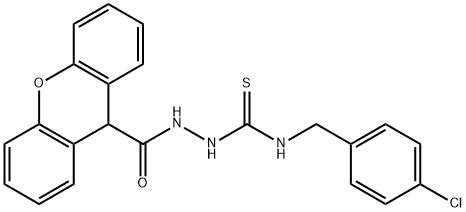 1-[(4-chlorophenyl)methyl]-3-(9H-xanthene-9-carbonylamino)thiourea Struktur