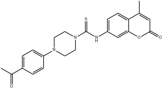 4-(4-acetylphenyl)-N-(4-methyl-2-oxochromen-7-yl)piperazine-1-carbothioamide Struktur