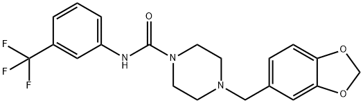 4-(1,3-benzodioxol-5-ylmethyl)-N-[3-(trifluoromethyl)phenyl]piperazine-1-carboxamide Struktur