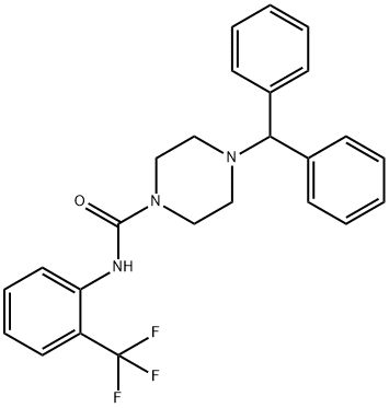 4-benzhydryl-N-[2-(trifluoromethyl)phenyl]piperazine-1-carboxamide Struktur