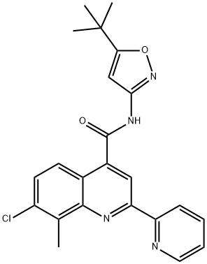 N-(5-tert-butyl-1,2-oxazol-3-yl)-7-chloro-8-methyl-2-pyridin-2-ylquinoline-4-carboxamide Struktur