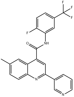 N-[2-fluoro-5-(trifluoromethyl)phenyl]-6-methyl-2-pyridin-3-ylquinoline-4-carboxamide Struktur