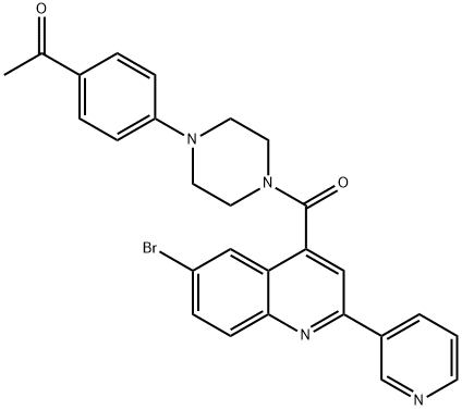 1-[4-[4-(6-bromo-2-pyridin-3-ylquinoline-4-carbonyl)piperazin-1-yl]phenyl]ethanone Struktur