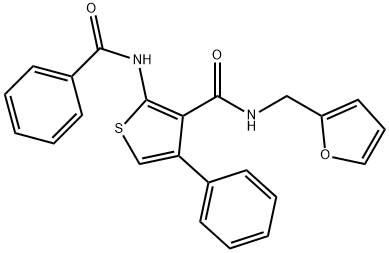 2-benzamido-N-(furan-2-ylmethyl)-4-phenylthiophene-3-carboxamide Struktur