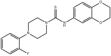 N-(2,3-dihydro-1,4-benzodioxin-6-yl)-4-(2-fluorophenyl)piperazine-1-carbothioamide Struktur