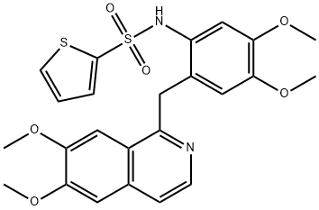 N-[2-[(6,7-dimethoxyisoquinolin-1-yl)methyl]-4,5-dimethoxyphenyl]thiophene-2-sulfonamide Struktur