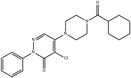 4-chloro-5-[4-(cyclohexanecarbonyl)piperazin-1-yl]-2-phenylpyridazin-3-one Struktur