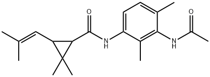 N-(3-acetamido-2,4-dimethylphenyl)-2,2-dimethyl-3-(2-methylprop-1-enyl)cyclopropane-1-carboxamide Struktur