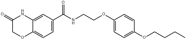 N-[2-(4-butoxyphenoxy)ethyl]-3-oxo-4H-1,4-benzoxazine-6-carboxamide Struktur