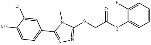 2-[[5-(3,4-dichlorophenyl)-4-methyl-1,2,4-triazol-3-yl]sulfanyl]-N-(2-fluorophenyl)acetamide Struktur