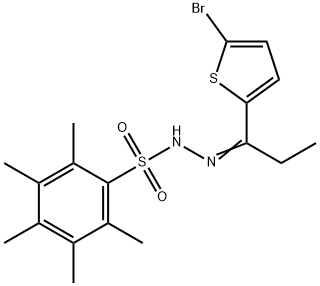 N-[(E)-1-(5-bromothiophen-2-yl)propylideneamino]-2,3,4,5,6-pentamethylbenzenesulfonamide Struktur