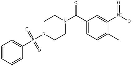 [4-(benzenesulfonyl)piperazin-1-yl]-(4-methyl-3-nitrophenyl)methanone Struktur