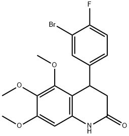 4-(3-bromo-4-fluorophenyl)-5,6,7-trimethoxy-3,4-dihydro-1H-quinolin-2-one Struktur