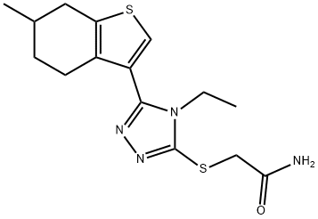 2-[[4-ethyl-5-(6-methyl-4,5,6,7-tetrahydro-1-benzothiophen-3-yl)-1,2,4-triazol-3-yl]sulfanyl]acetamide Struktur