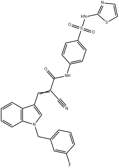 (E)-2-cyano-3-[1-[(3-fluorophenyl)methyl]indol-3-yl]-N-[4-(1,3-thiazol-2-ylsulfamoyl)phenyl]prop-2-enamide Struktur