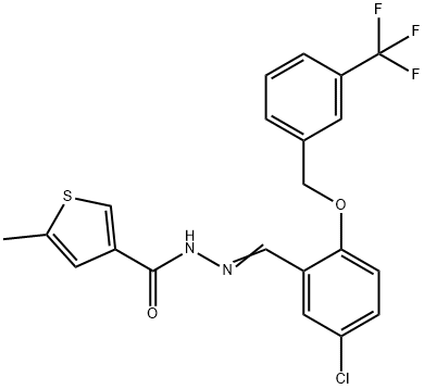 N-[(E)-[5-chloro-2-[[3-(trifluoromethyl)phenyl]methoxy]phenyl]methylideneamino]-5-methylthiophene-3-carboxamide Struktur