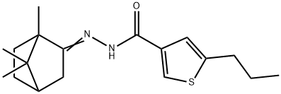 5-propyl-N-[(Z)-(4,7,7-trimethyl-3-bicyclo[2.2.1]heptanylidene)amino]thiophene-3-carboxamide Struktur