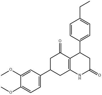 7-(3,4-dimethoxyphenyl)-4-(4-ethylphenyl)-1,3,4,6,7,8-hexahydroquinoline-2,5-dione Struktur