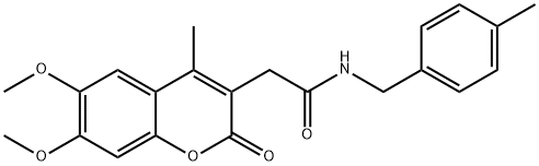 2-(6,7-dimethoxy-4-methyl-2-oxochromen-3-yl)-N-[(4-methylphenyl)methyl]acetamide Struktur