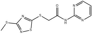 2-[(3-methylsulfanyl-1,2,4-thiadiazol-5-yl)sulfanyl]-N-pyrimidin-2-ylacetamide Struktur