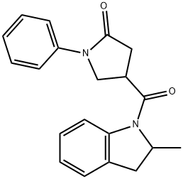 4-(2-methyl-2,3-dihydroindole-1-carbonyl)-1-phenylpyrrolidin-2-one Struktur