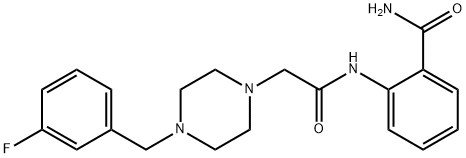 2-[[2-[4-[(3-fluorophenyl)methyl]piperazin-1-yl]acetyl]amino]benzamide Struktur